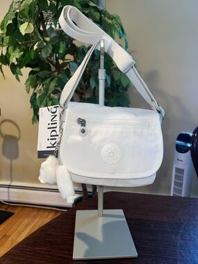 Kipling White Crossbody with Signature Monkey Charm